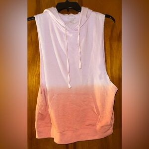 Sundown by Splendid Pink and Orange Ombre Sleeveless Hoodie Size Small
